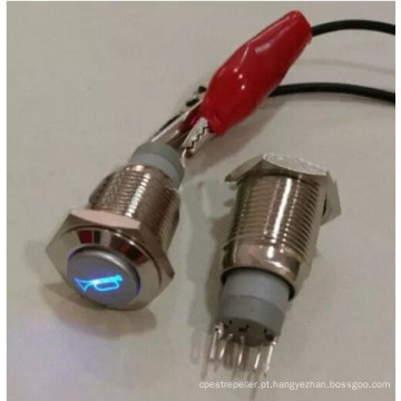 Interruptor de buzina de metal momentâneo de metal DOT iluminado de 19 mm Interruptor de lâmpada de metal